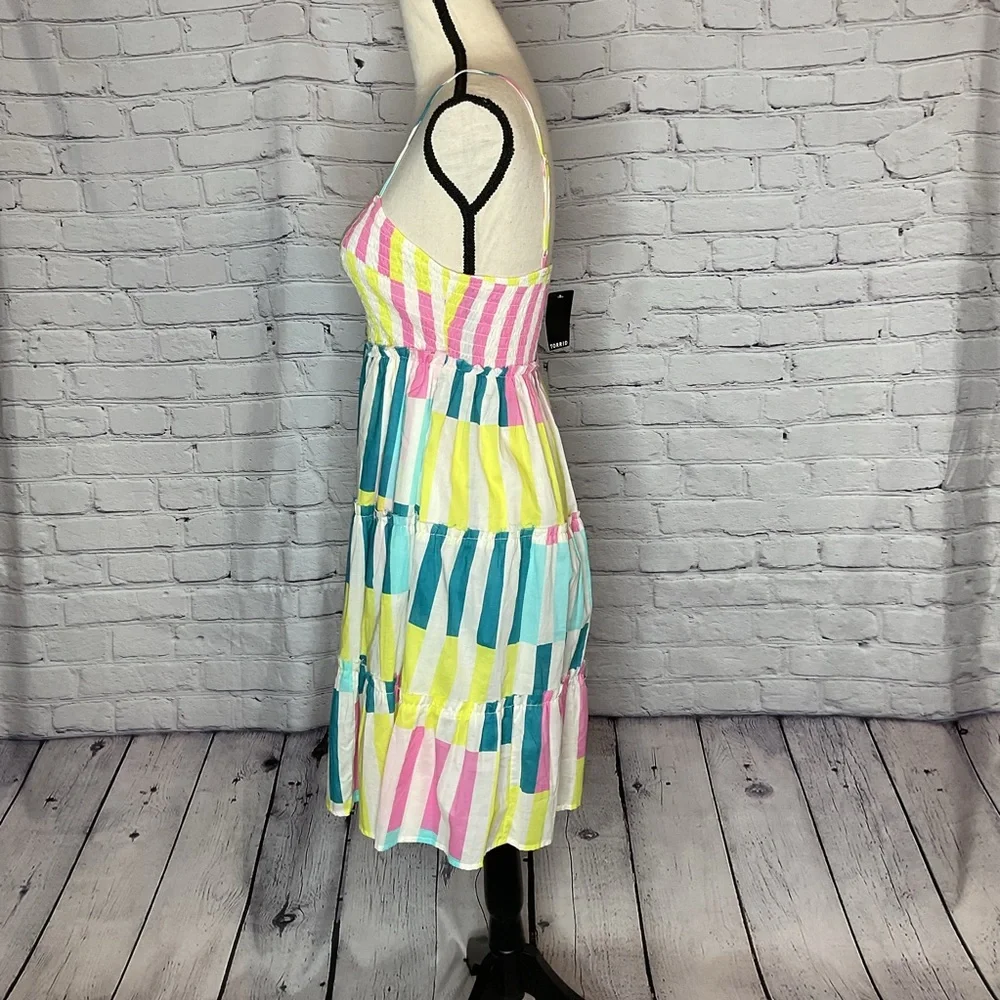 Torrid Mini Cotton Voile Trapeze Cover Up Dress Playful Stripe Dew O L/12 NWT